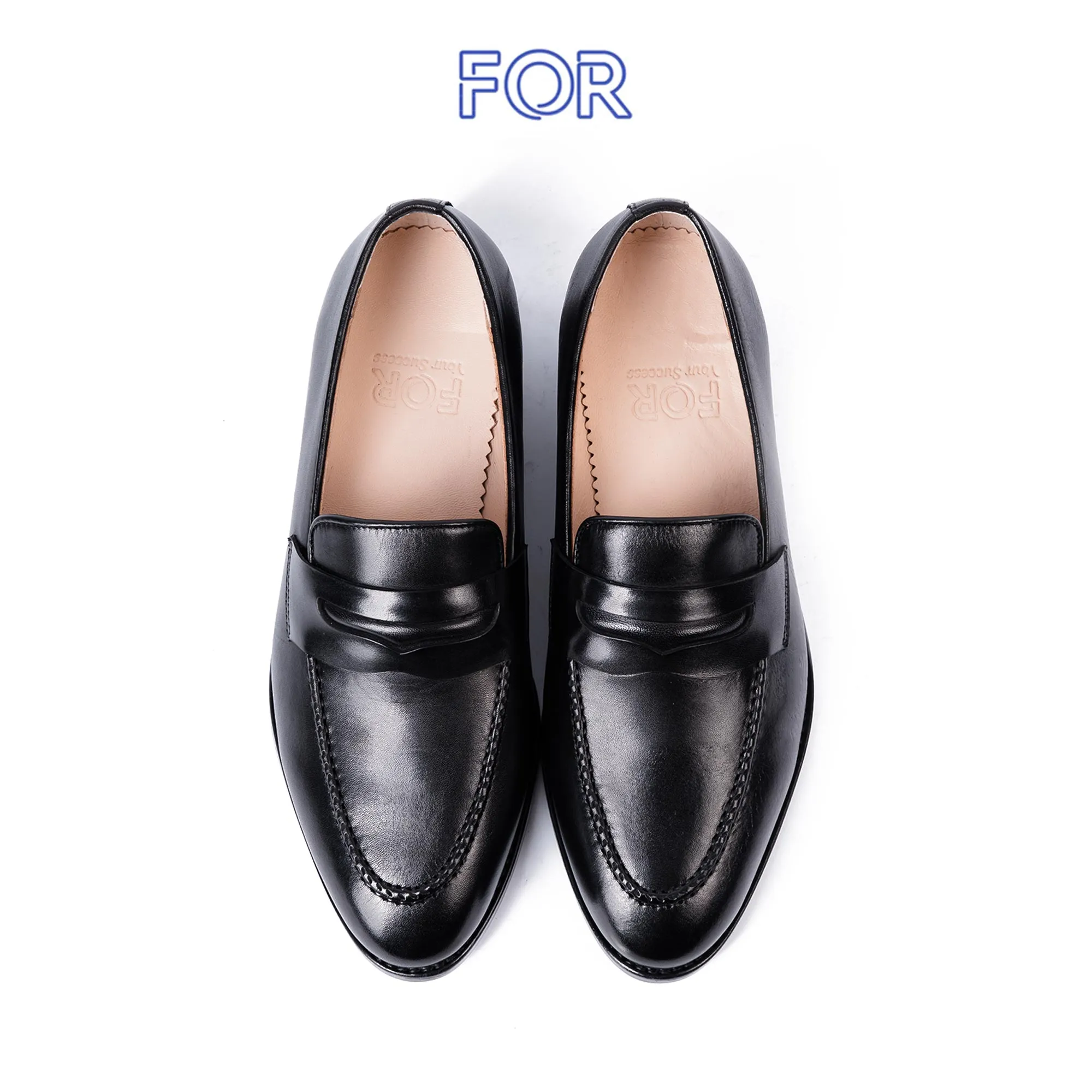 GIÀY PENNY LOAFERS DA BÒ MÀU ĐEN ĐẾ KHÂU MCKAY PLF32