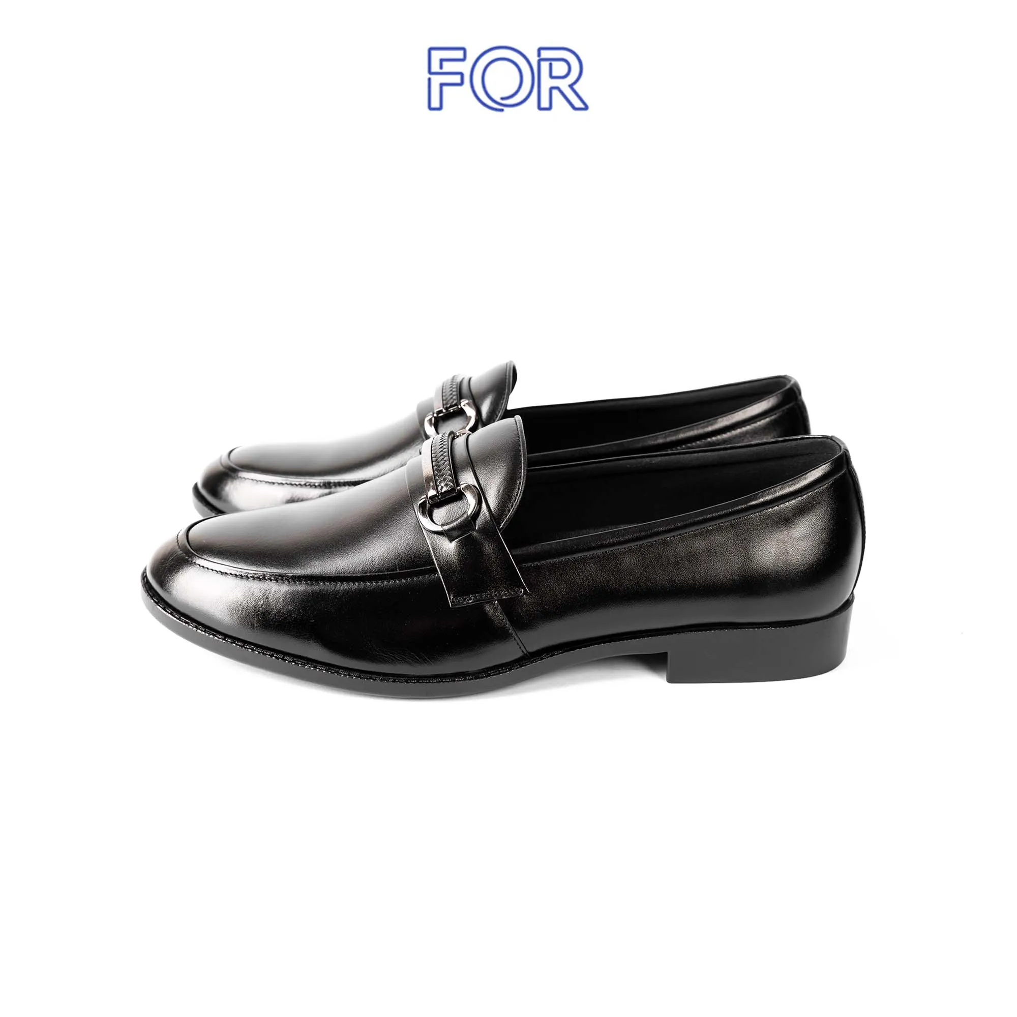 GIÀY LƯỜI HORSEBIT LOAFERS DA BÒ CÓ KHUY MÀU ĐEN HLF09