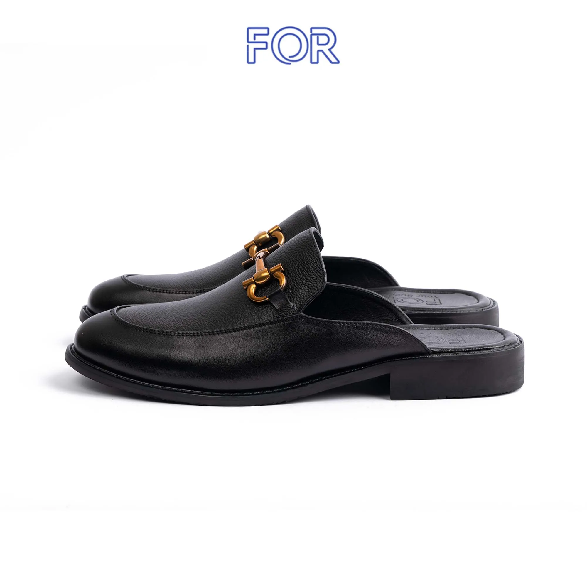 SỤC HORSEBIT MULES PHỐI DA MILL MÀU ĐEN ĐAI KIM LOẠI SF23