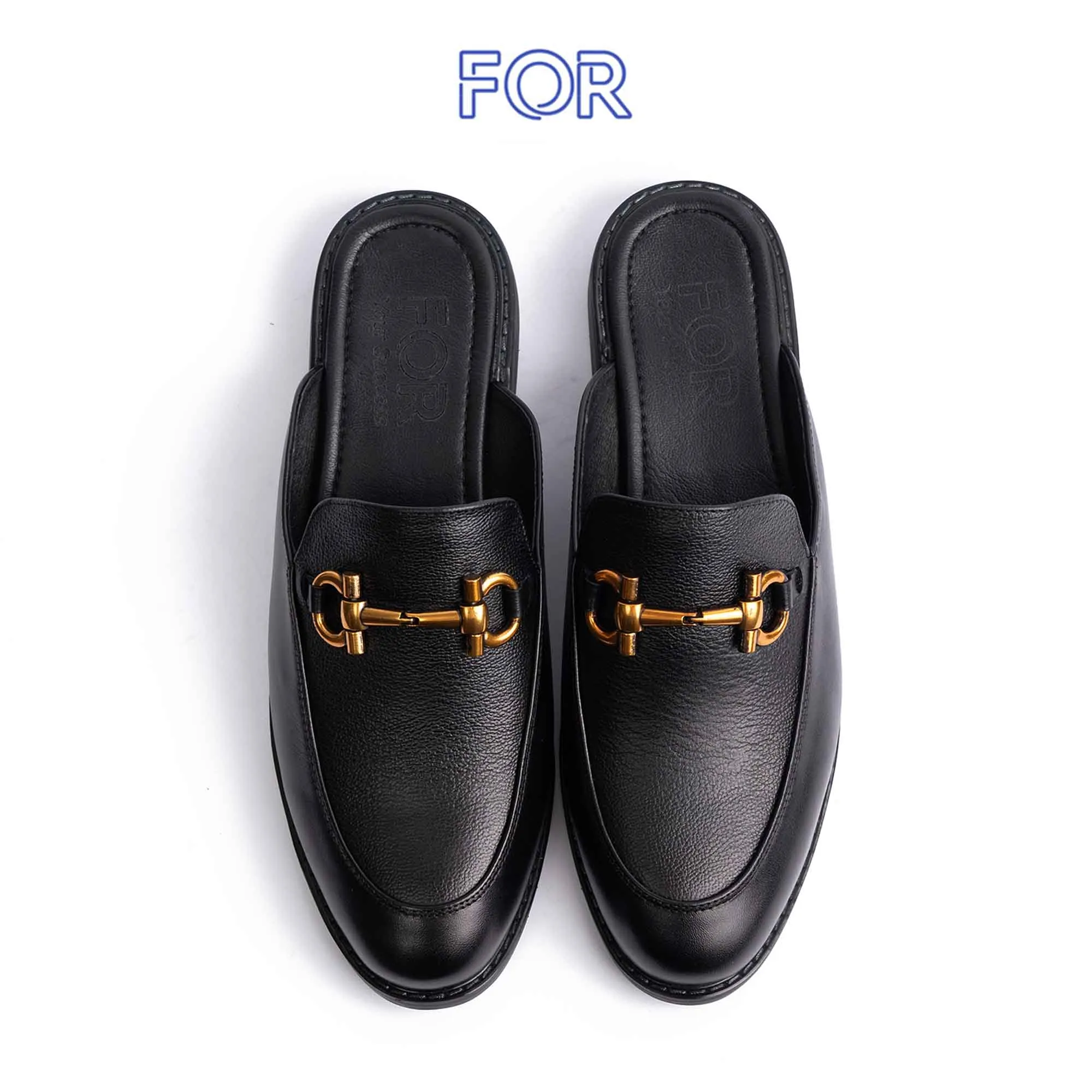 SỤC HORSEBIT MULES PHỐI DA MILL MÀU ĐEN ĐAI KIM LOẠI SF23