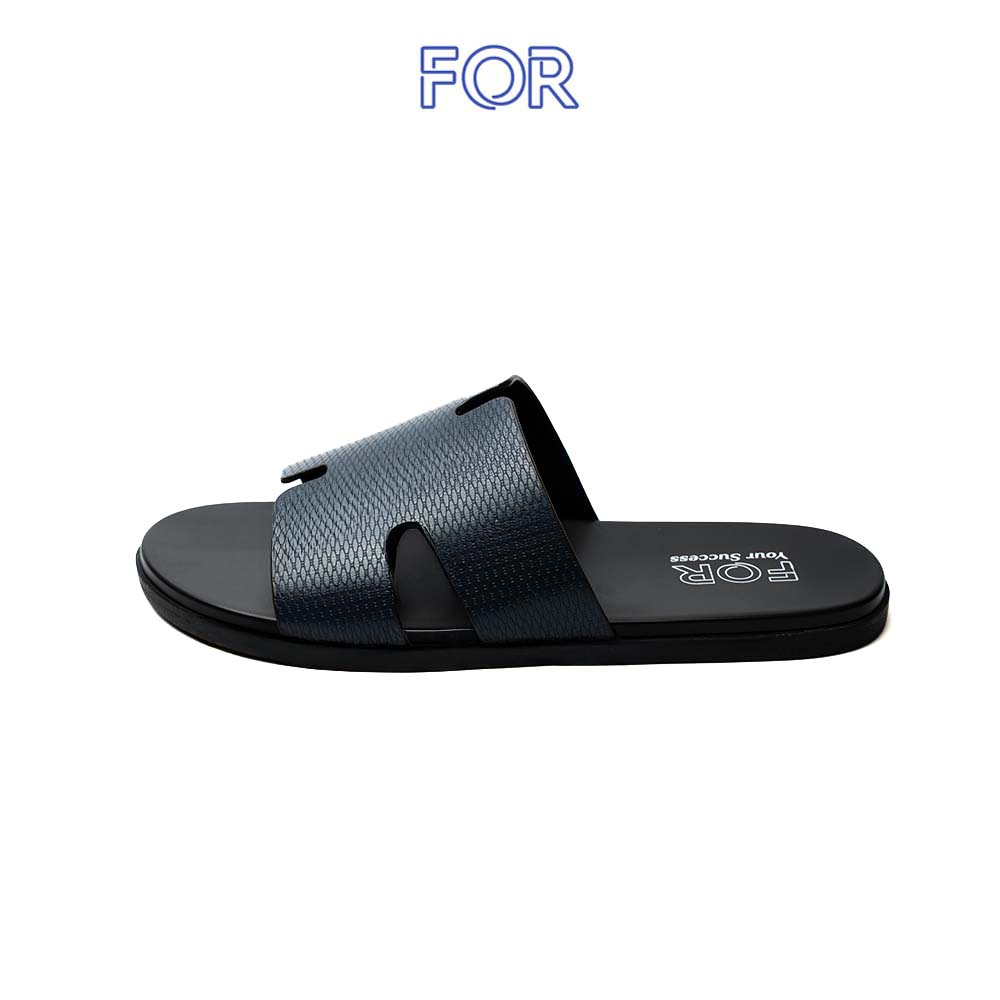 DÉP QUAI NGANG DA BÒ MÀU XANH NAVY DQN03
