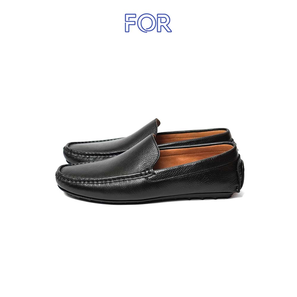 Giày lười Basic Moccasin da bò màu đen MF07