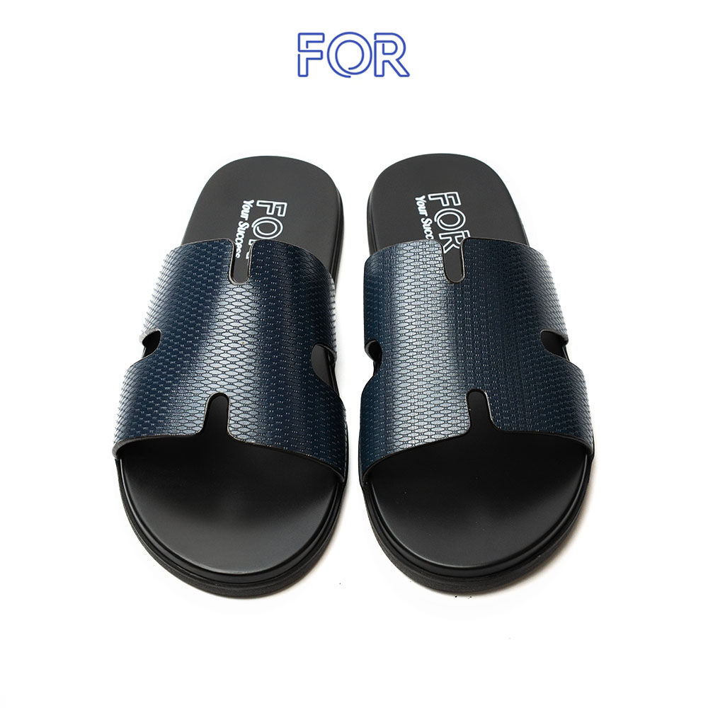 DÉP QUAI NGANG DA BÒ MÀU XANH NAVY DQN03