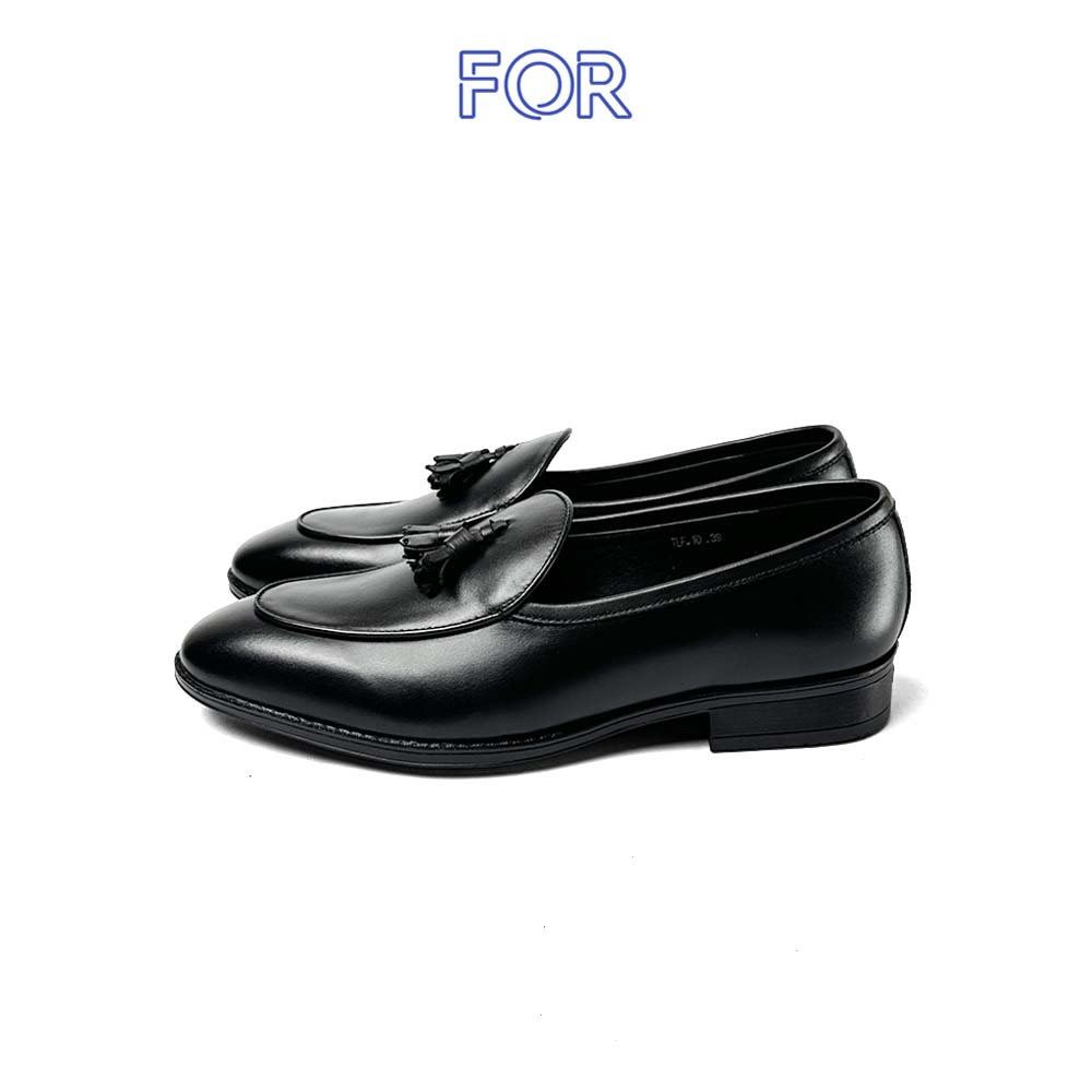 GIÀY LƯỜI TASSEL LOAFER DA BÒ MÀU ĐEN TLF14