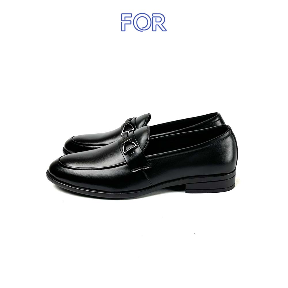 GIÀY LƯỜI HORSEBIT LOAFERS DA BÒ CÓ KHUY MÀU ĐEN HLF07