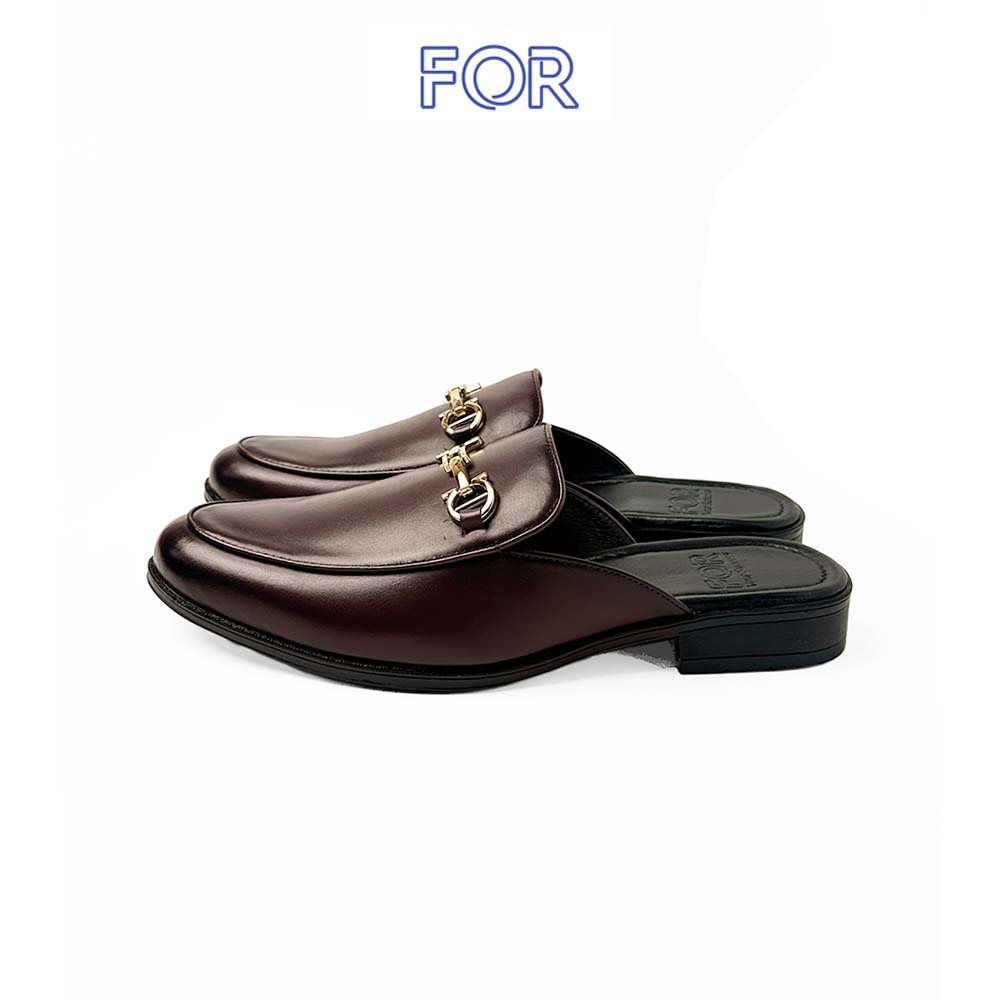 SỤC HORSEBIT MULES DA BÒ MÀU NÂU KHUY VÀNG SF02