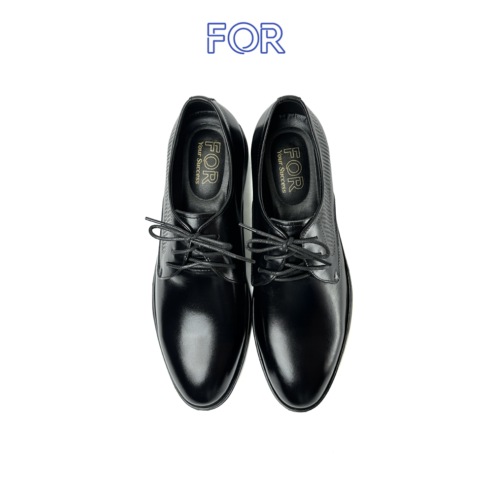 GIÀY DERBY DA BÒ HỌA TIẾT MÀU ĐEN DF15