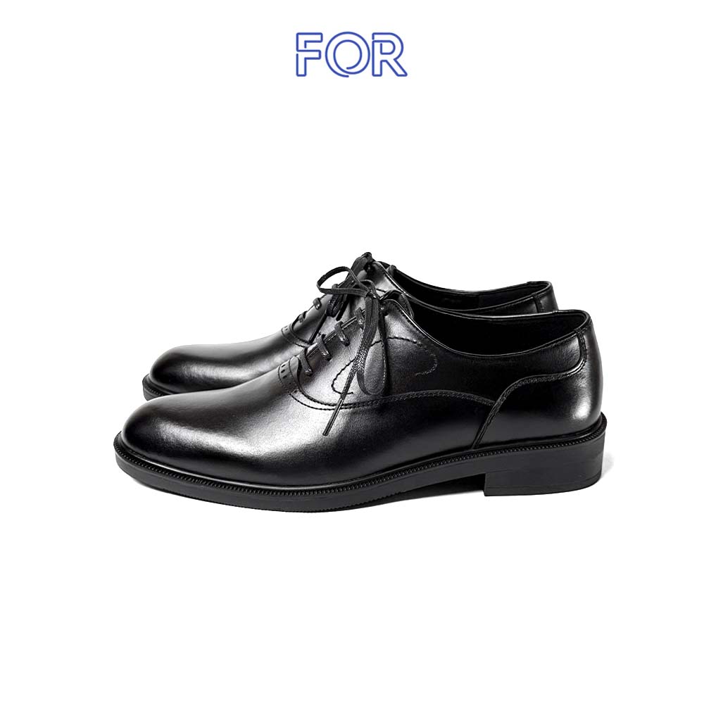 GIÀY OXFORD DA BÒ MÀU ĐEN PHOM MŨI TRÒN OF05