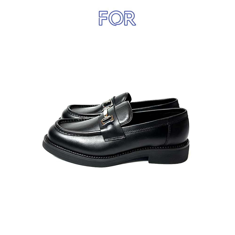 GIÀY LƯỜI HORSEBIT LOAFERS DA BÒ MÀU ĐEN HLF25
