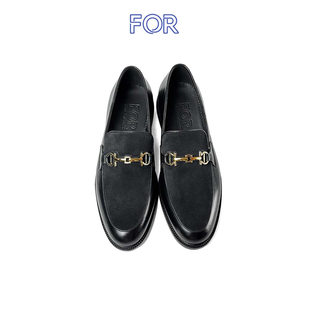 GIÀY SUEDE HORSEBIT LOAFER DA BÒ MÀU ĐEN HLF12