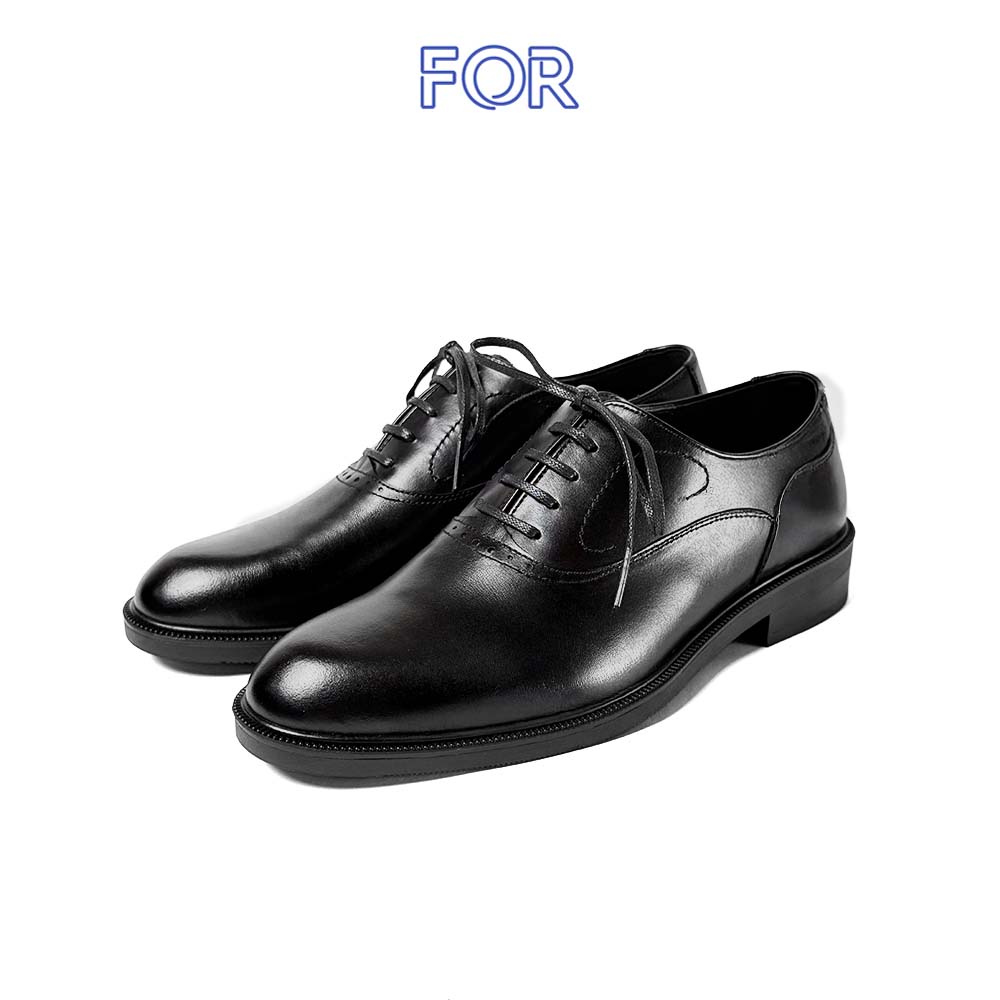 GIÀY OXFORD DA BÒ MÀU ĐEN PHOM MŨI TRÒN OF05