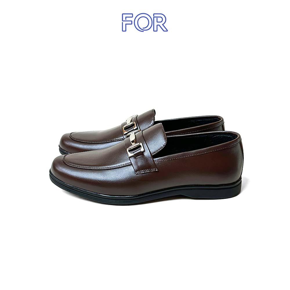 GIÀY LƯỜI MOCCASIN DA BÒ MÀU NÂU CÓ KHUY MF10