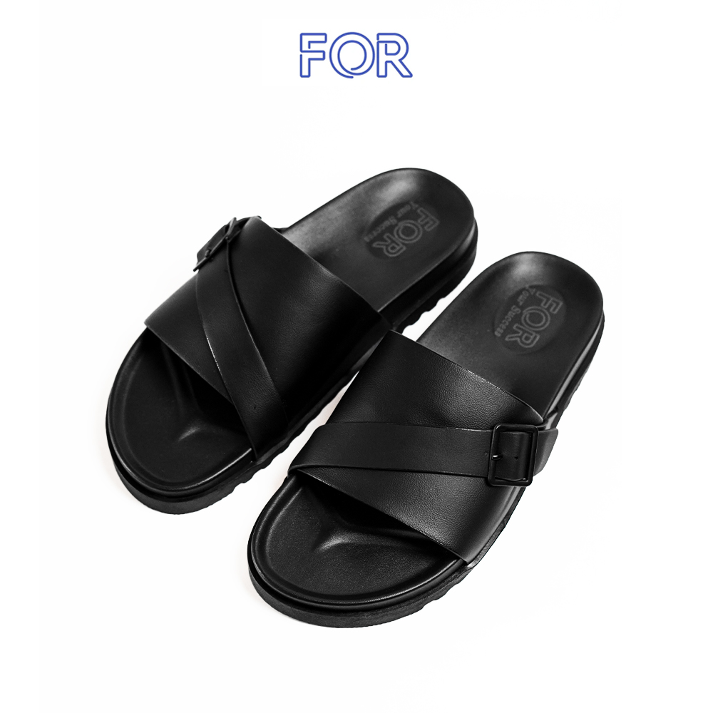 DÉP QUAI NGANG MÀU ĐEN KHÓA CHÉO DQN03