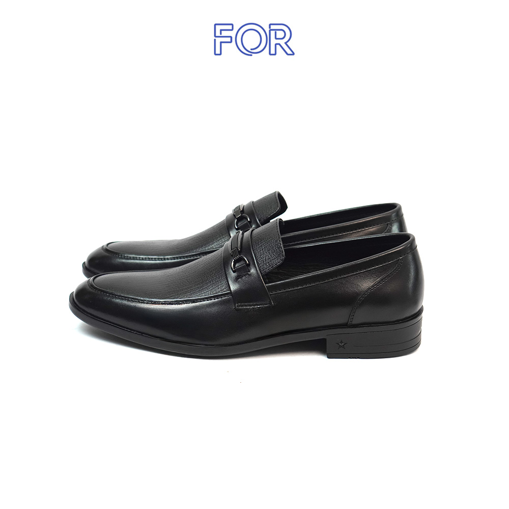 GIÀY LƯỜI HORSEBIT LOAFERS MÀU ĐEN VÂN KẺ SỌC HLF09