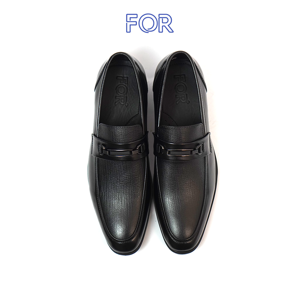 GIÀY LƯỜI HORSEBIT LOAFERS MÀU ĐEN VÂN KẺ SỌC HLF09
